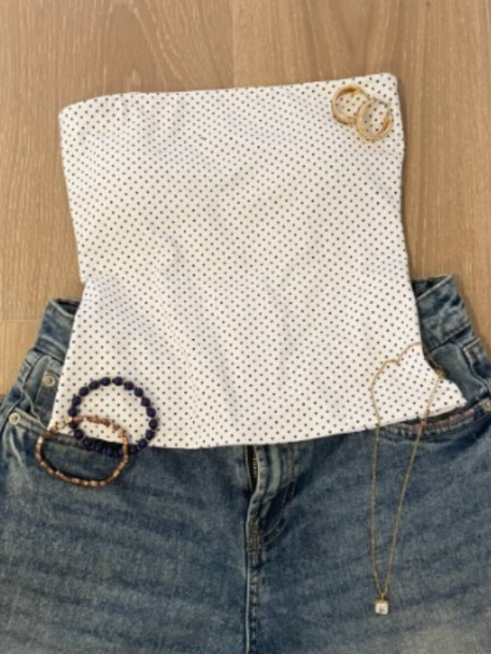 White & Black Polka-Dot Tube Top